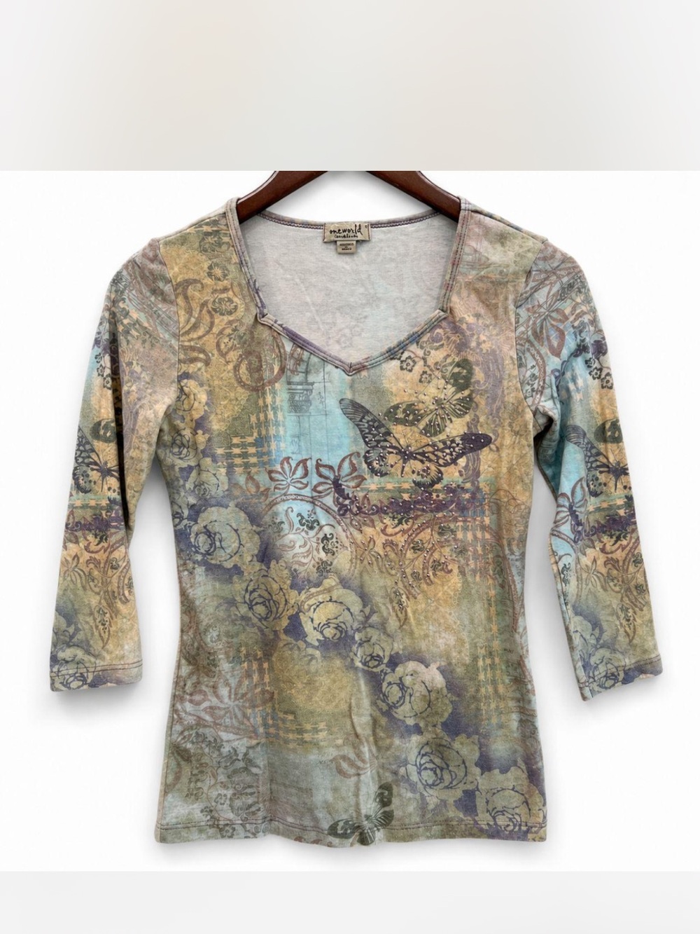 Vintage Y2K Top, Butterfly Boho Fairycore/Fairy Burnout Top Oneworld